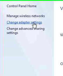 Windows 7 Network and Sharing Center, Change Adapter Settings